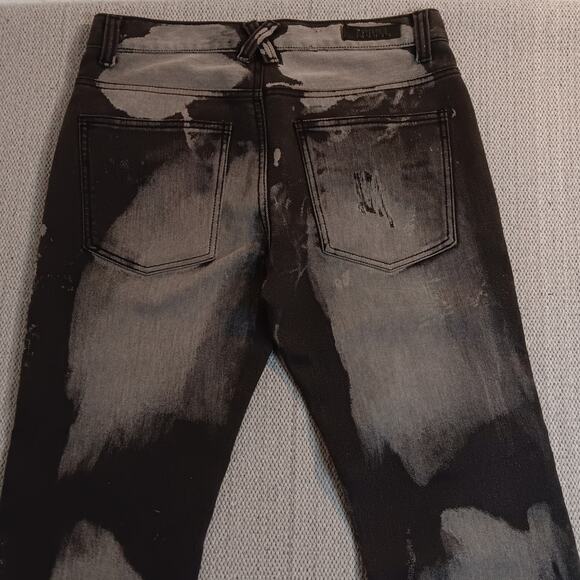 Thrill Denim & Supply Jeans Mens 33X32 Bleach Black Patches Grunge - Picture 10 of 15